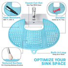 Bathroom Counter Cover & Storage Saver, Foldable Mat for Hot Tools, Hair Styling & Makeup, Beauty Brush Cleaning Mat, RV Camper Sink Cover & for Small Spaces (Standard Pacific Blue)