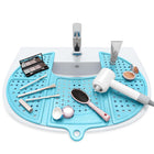 Bathroom Counter Cover & Storage Saver, Foldable Mat for Hot Tools, Hair Styling & Makeup, Beauty Brush Cleaning Mat, RV Camper Sink Cover & for Small Spaces (Standard Pacific Blue)